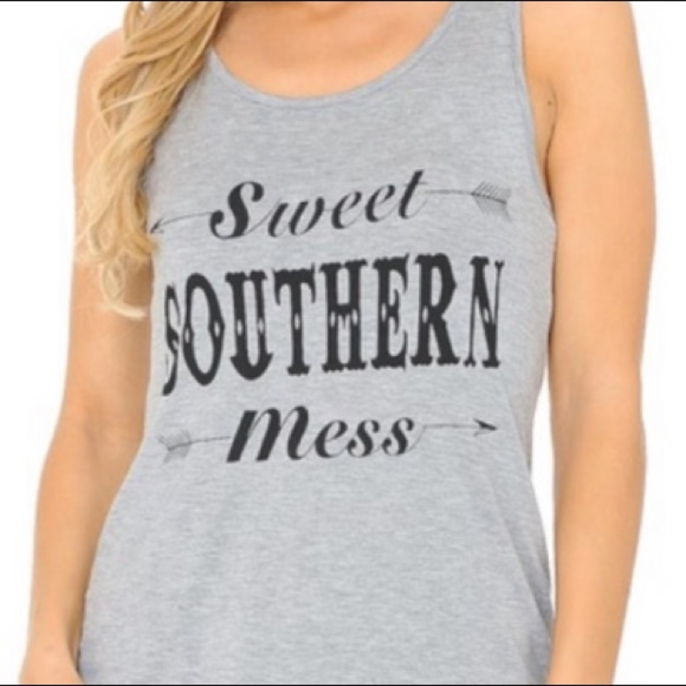 Sweet Southern Mess Gray sleeveless tank top Large L